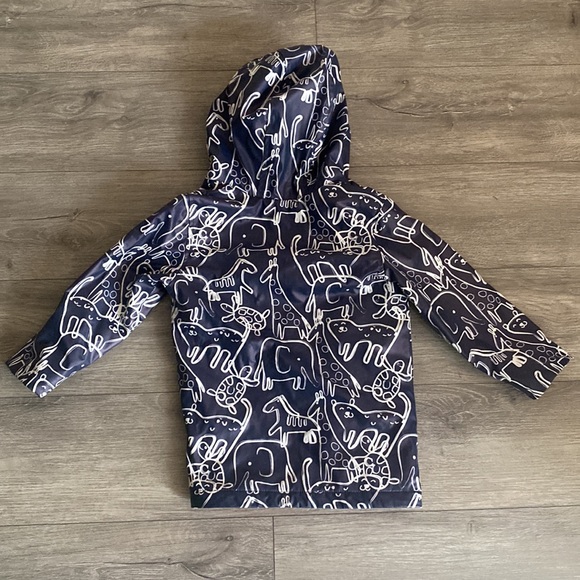 Toddler Fleece Lined Animal Printed Raincoat Jacket - Picture 6 of 8
